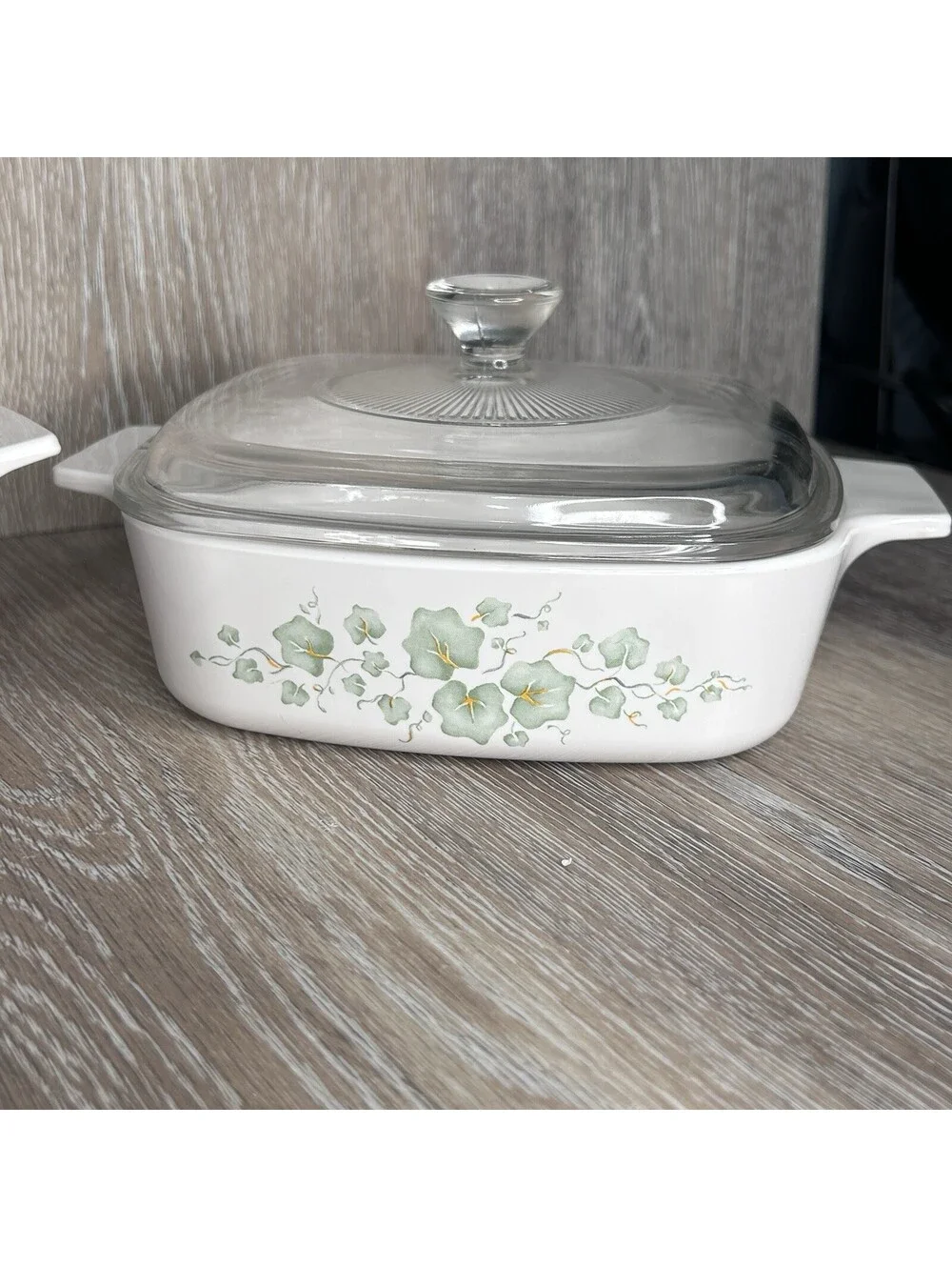 Vintage CorningWare Ivy Casserole Dishes W/ Pyrex Lids A7C A9C | 4 piece Set